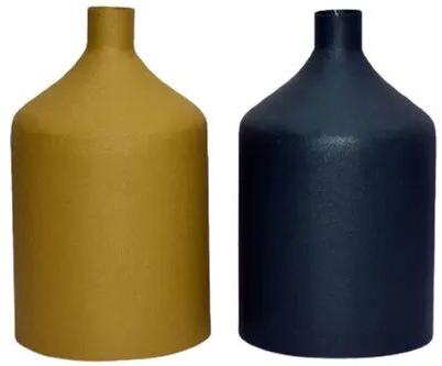 Bottle Shaped Powder Coated Iron Flower Vase, Color : Yellow, Blue