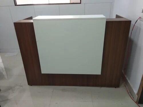White Brown Wooden Office Reception Table, Size : 4x5feet