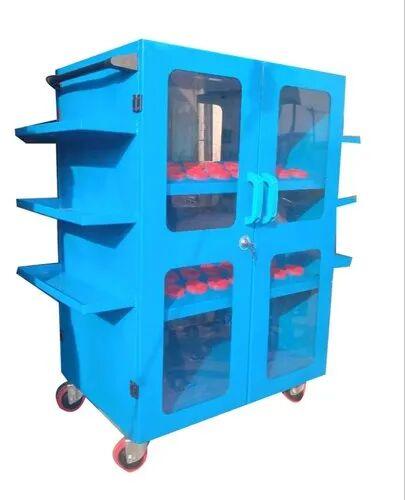 Rectangle Metal VMC Tool Trolley, Color : Blue