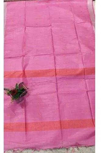Plain Cotton Linen Butta Saree, Saree Length : 6.5 meter