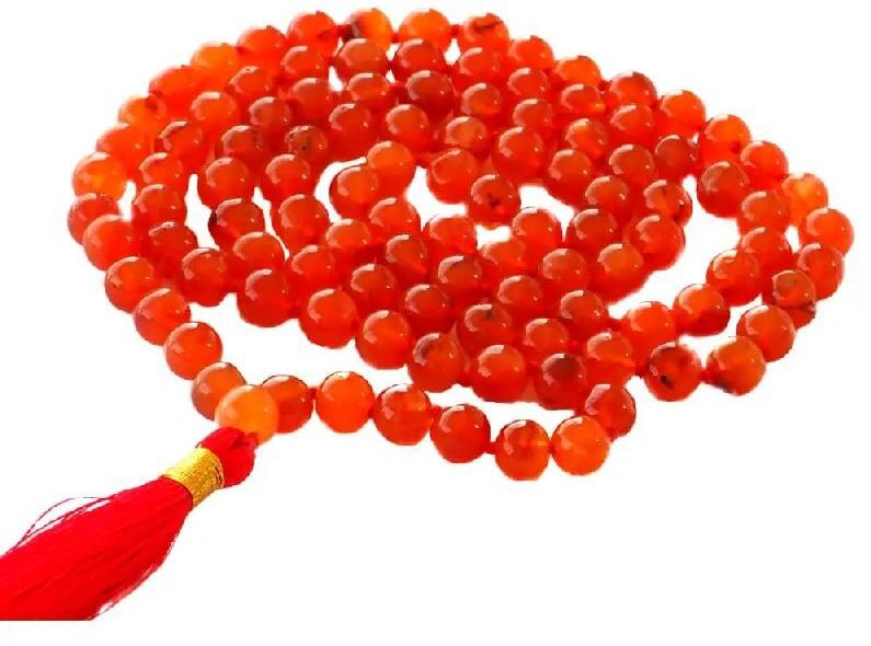 Red Carnelian Mala Beads, Color : Orange