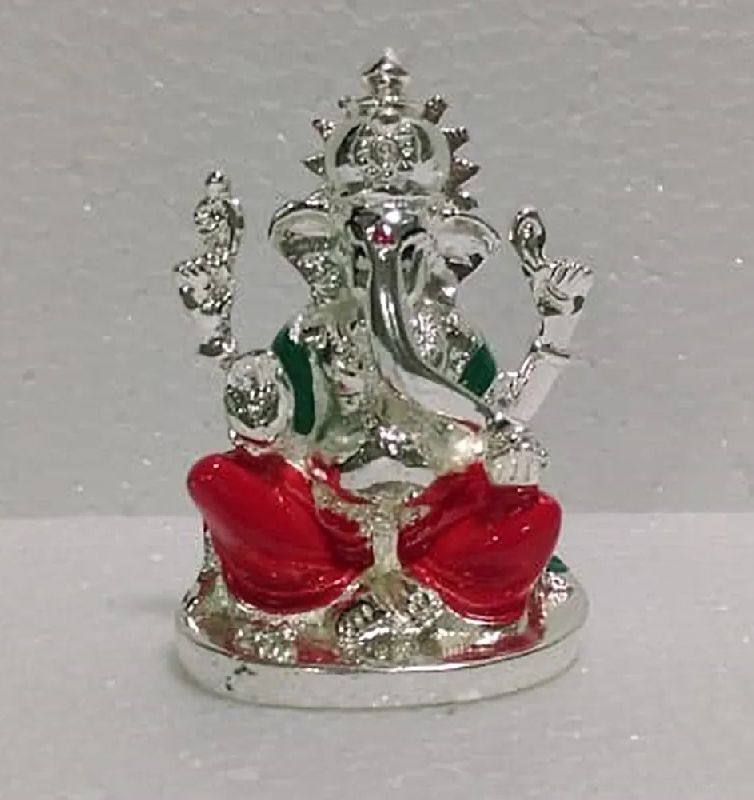 Aluminium Ganesha Statue, Color : Silver Red