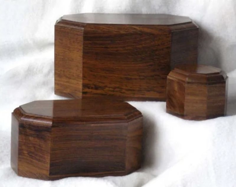 Brown Rectangular Polished SAS74004 Wooden Urn Box