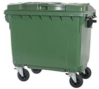 HDPE Four Wheeled Dustbin, for Hotels, galleries of offices, canteens general public etc, Color : Green