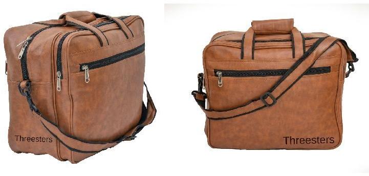 Threesters Faux Leather Travel Bag, Color : Tan