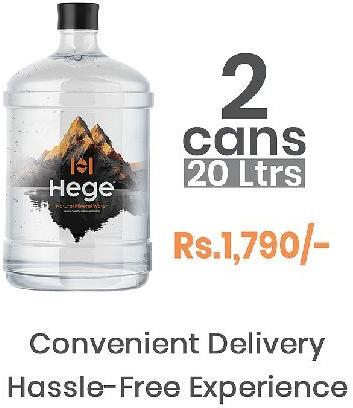 Hege Natural Mineral Water 2 cans 20 ltrs