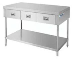  Stainless Steel Drawer Table, Color : Silver