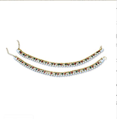 White Metal Anklet, Color : Silver