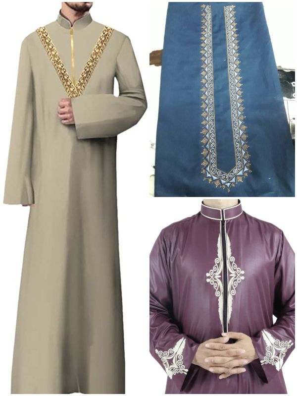 Pure Polyester new design embroidery jubba, Size : all sizes