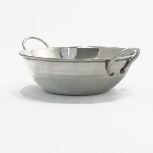 Stainless Steel Hammered Kadai, Color : Silver