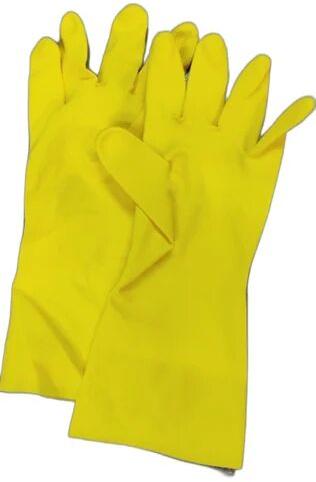 Plain Latex Rubber Cleaning Gloves, Color : Yellow