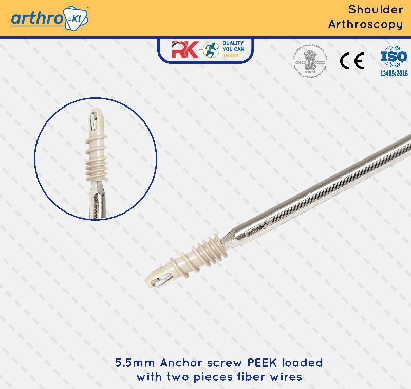 5.5mm Anchor screw PEEK loaded with two pieces fiber wires.