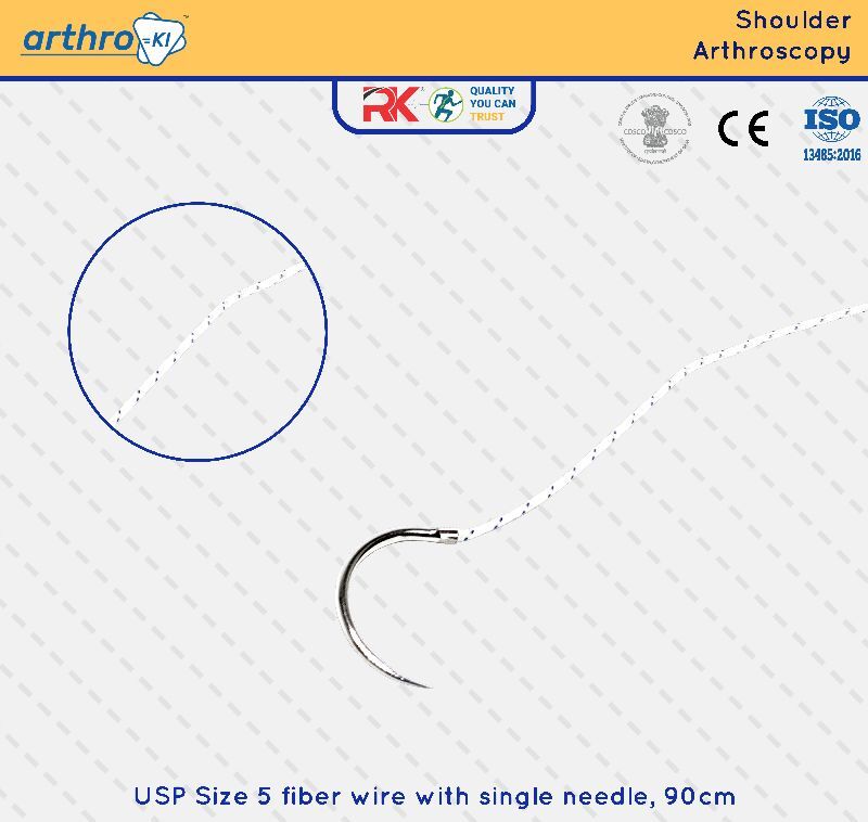 Usp Size 5 Fiber Wire With Single Needle,90cm.