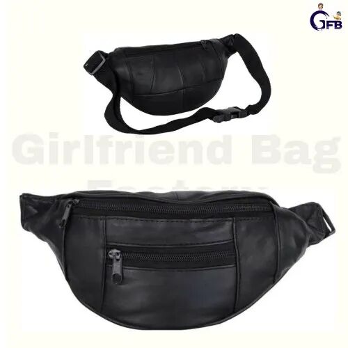 Leather Waist Bag, Color : Black