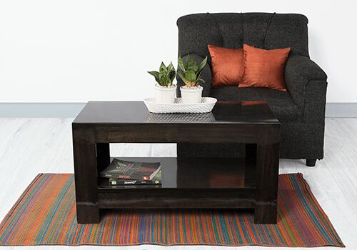 Solid Wood Center Table, Color : Dark Brown