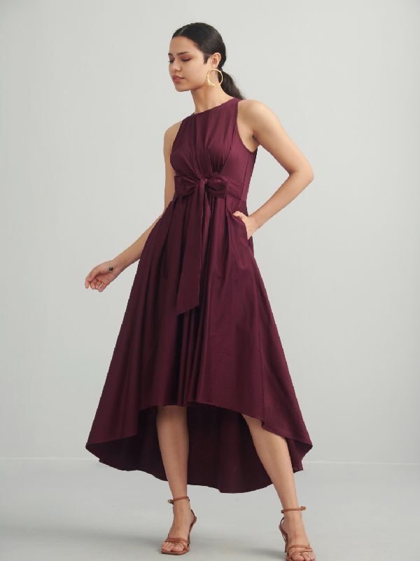 Cotton High Low Midi Dress