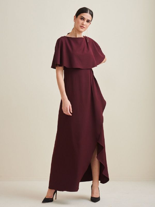 Formal Cape Maxi Dress, Size : XL, XXL, 3XL, 4XL, 5 XL