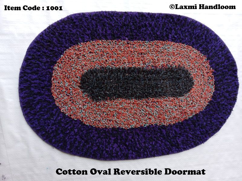 Multicolor Round Cotton Oval Reversible Doormat, for Hotel, Home, Size : Multisize