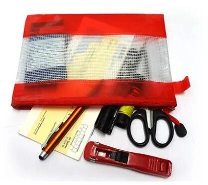 Red White Polyster Document Holder Pouch
