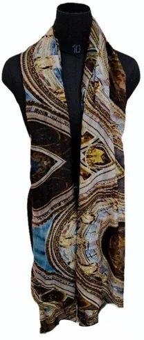 Laides Party Wear Printed Silk Stole, Color : Multicolor