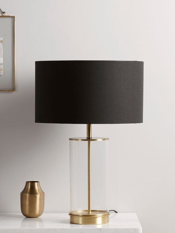 Brass /glass / Fabric 2kg Led Polished Plain Table Lamps, For Lighting, Home Decorative, Packaging Type : Carton Box