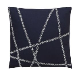 Hand Embroidered Navy Blue Cushion Cover