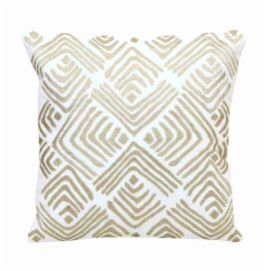 Phulkari Dori Embroidered White Square Cushion Cover