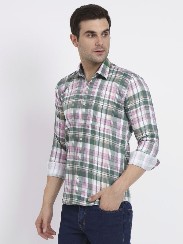 Multi Color Diverse Check Lycra Casual Shirt