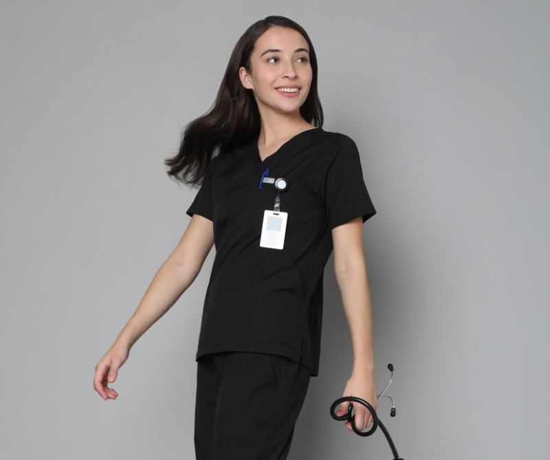 KNYA Classic Women's 5-Pocket New Gen Scrubsuit V Neck Flexibile & Comfortable Top & Bottom Uniform For Doctors