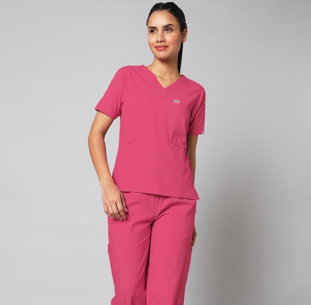 Women Hot Pink Essential Medical Scrub Suit