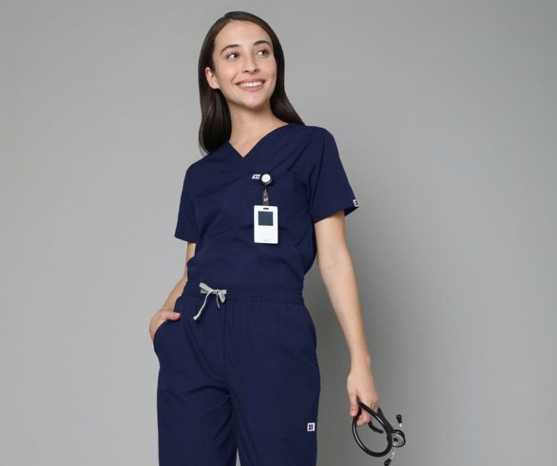 Knya Classic Womens Navy Blue 5-Pocket New Gen Scrubsuit