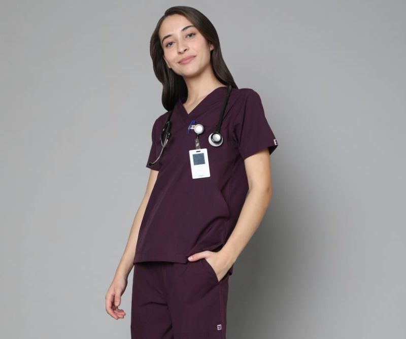 Knya Classic Womens Wine 5-Pocket New Gen Scrubsuit