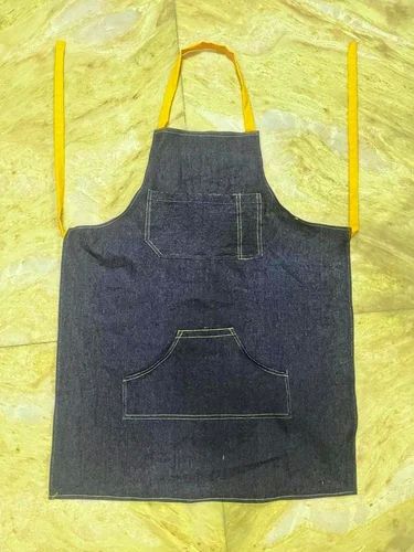 Blue Plain Denim Apron, for Cooking, Specialities : Impeccable Finish, Easily Washable, Comfortable