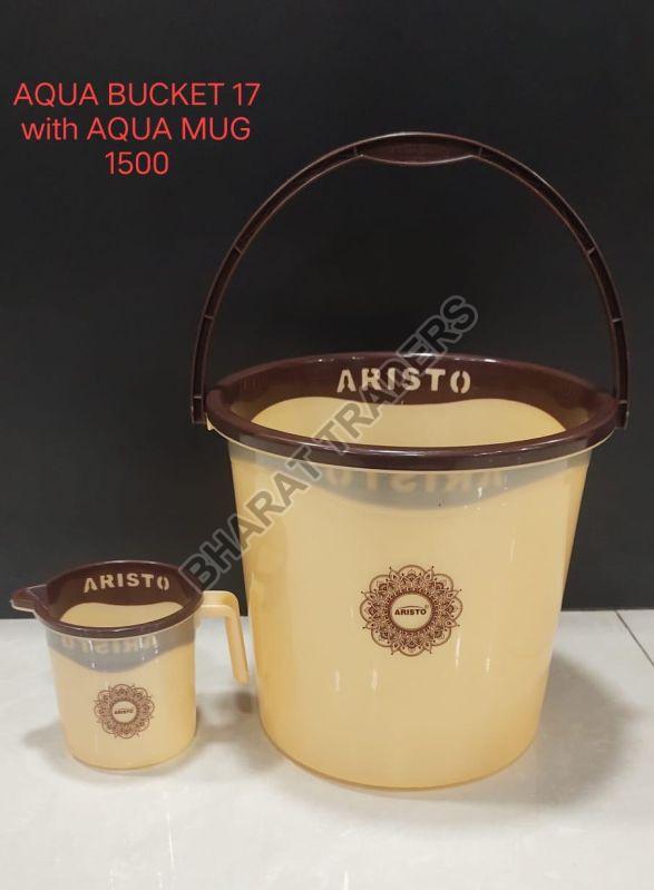 Mulit Colour Round Plastic Plain Aqua Bucket with Mug, for Domestic, Capacity : 15-20ltr