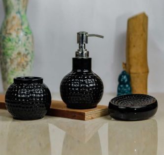 Black Golf Ball Shaped Ceramic Bathroom Set