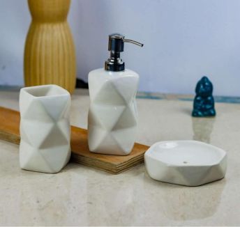 Diamond Shaped White Ceramic Bathroom Set