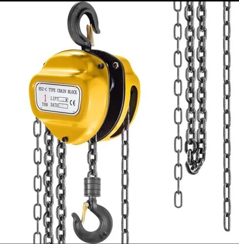 Shiny Silver 1 Ton Manual Chain Pulley Block, for Weight Lifting, Single Grinder Crane, Grade : 3 Meter