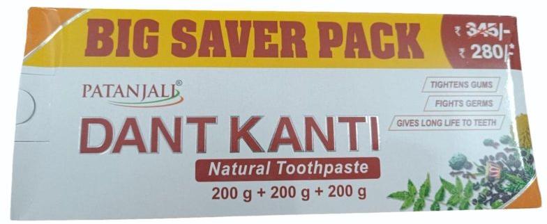 600g Patanjali Dant Kanti Natural Toothpaste, for Teeth Cleaning, Packaging Type : Plastic Tube