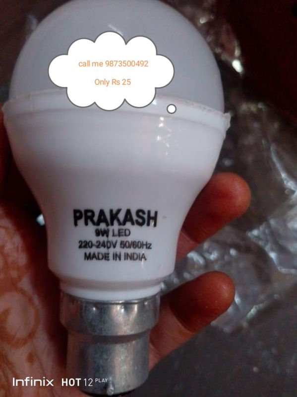 High Intensity Discharge Aluminum Prakash 9w Led Bulb, For Home, Office, Length : 6-8 Inches