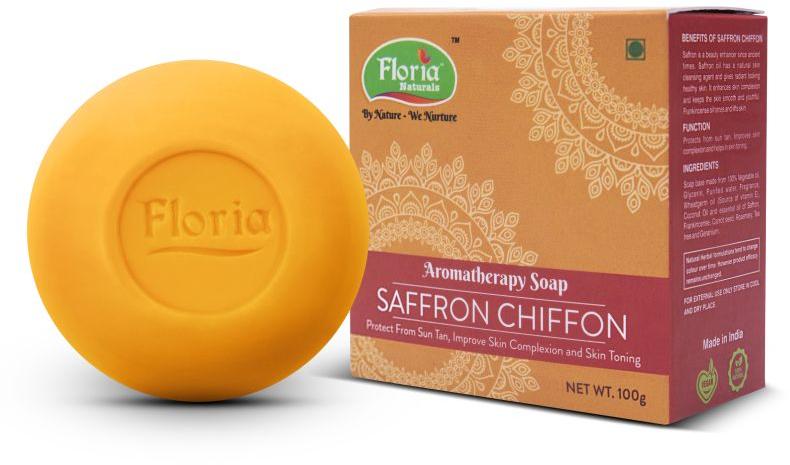 Floria Naturals Saffron Chiffon Aromatherapy Soap, Packaging Type : Paper Box