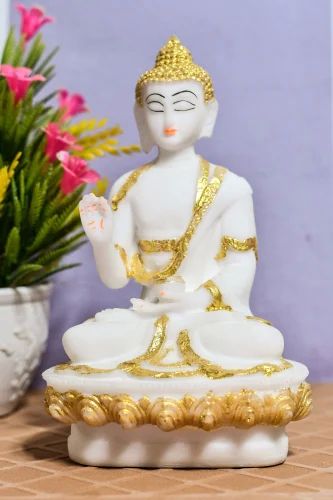 White Handmade Marble Gautam Buddha Statue, for Interior Decor, Packaging Type : Carton Box