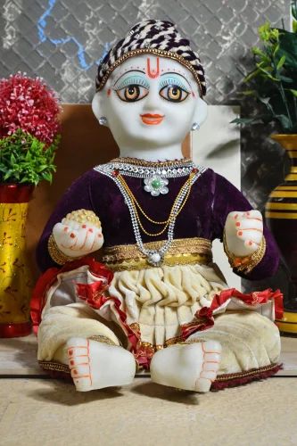 Multicolor Marble Laddu Gopal Statue, for Worship, Interior Decor, Packaging Type : Carton Box