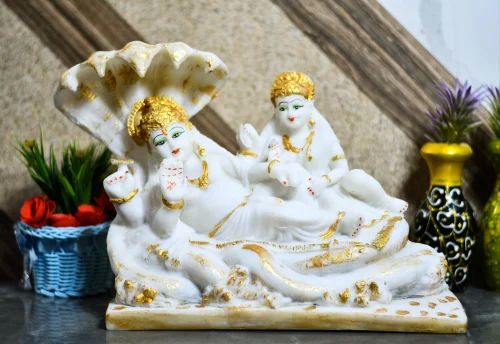 White Marble Vishnu Laxmi Statue, for Worship, Interior Decor, Packaging Type : Carton Box