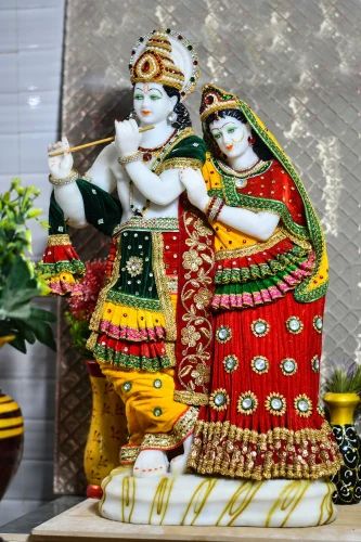 Multicolor Standing Lord Radha Krishna Statue