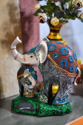 Multicolor Polyresin Elephant Statue Set, for Interior Decor, Packaging Type : Carton Box