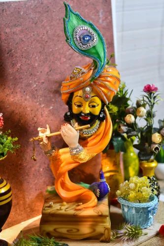 Multicolor Polyresin Khatu Ji Pankh Statue, for Home Decor, Packaging Type : Thermocol Box