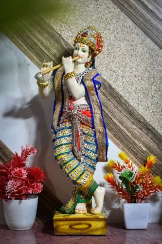 Multicolor Polyresin Krishna Standing Statue, for Interior Decor, Packaging Type : Carton Box
