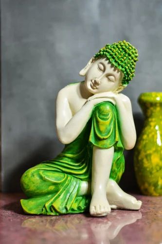 White Green Polyresin Buddha Statue, for Interior Decor, Religious Purpose, Packaging Type : Carton Box