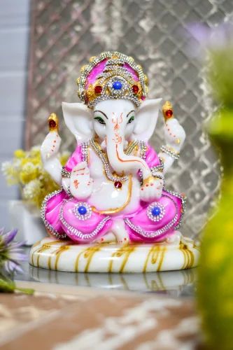 White Marble Ganesh Ji Statue