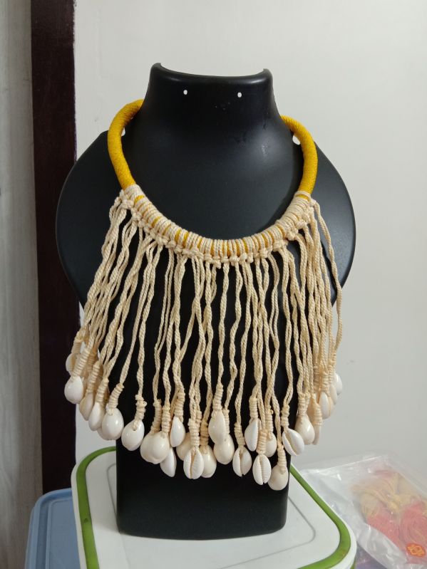 Handmade Thread Necklace Set With Fringes